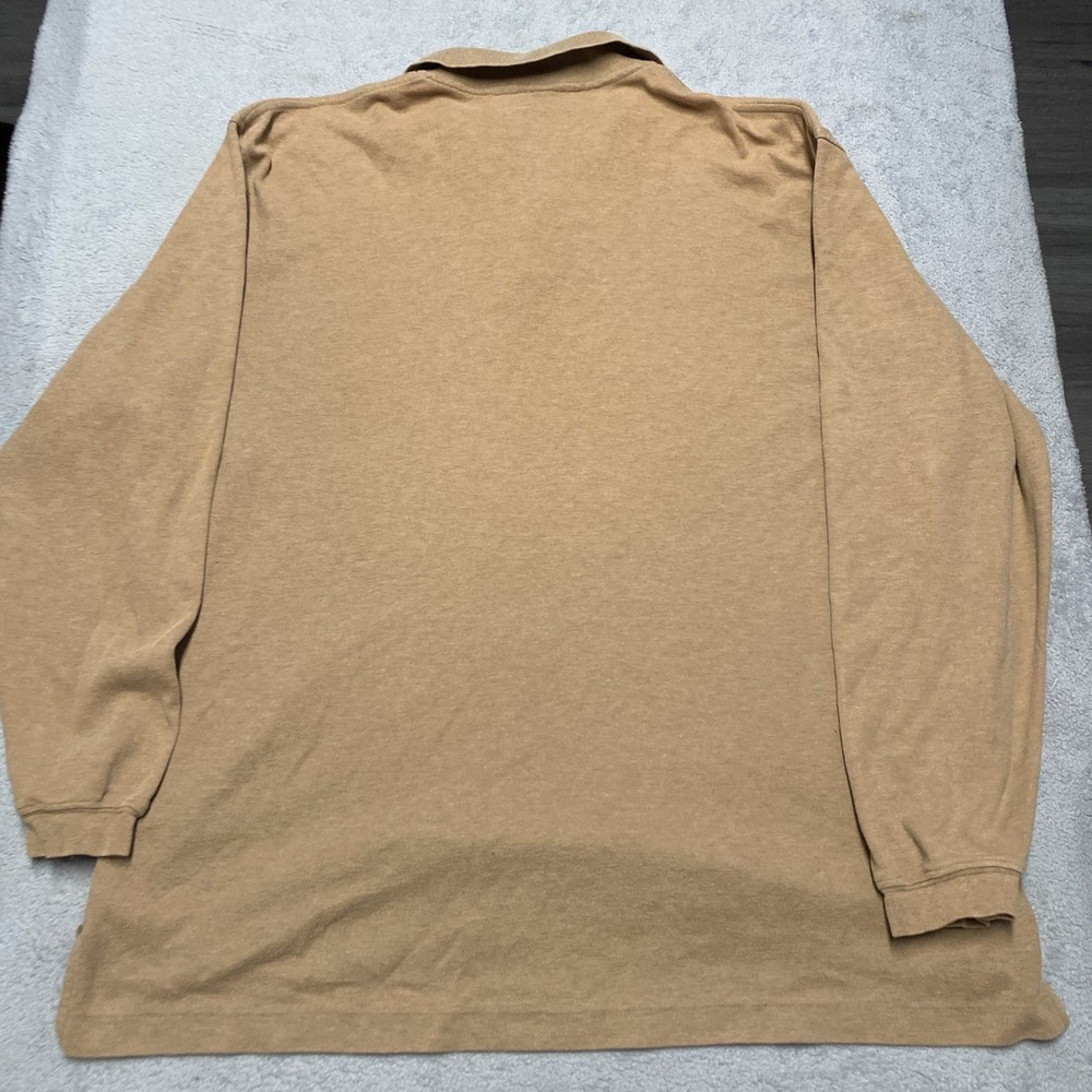 Vintage Brooks Brothers Polo Shirt Mens Large Brown Khaki Long Sleeve Preppy - Picture 3 of 6